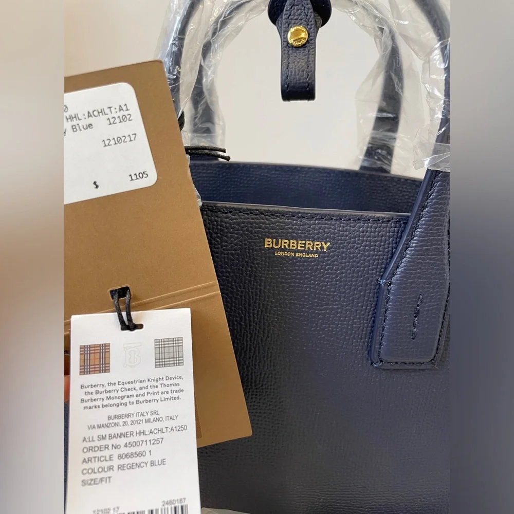 Blue Burberry House Check Small Leather Banner Satchel - Picture 2 of 8